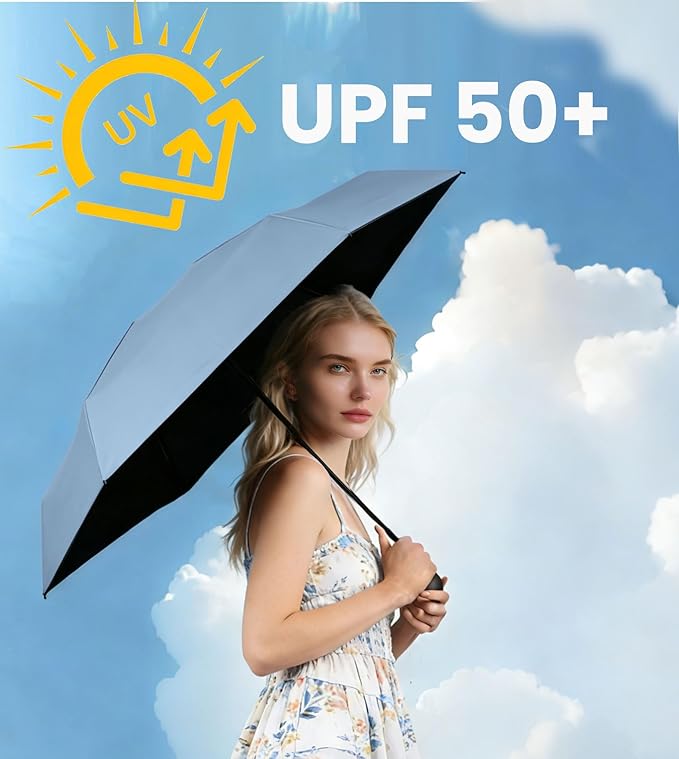 MRTLLOA Travel Essentials Mini Umbrella with Case for Purse - Small Compact & Lightweight, UV Sun Protection, Manual Open/Close for Pocket Umbrella(Women/Men/Kids)
