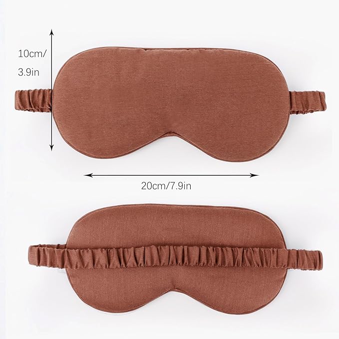 HBHLFZ Sleep Mask 2 Pack - Bamboo Viscose Fiber Sleeping Eye Mask - with Elastic Band/Headband - Comfort Sleeping Shade - for Nighttime Sleeping, Traveling & Napping（Red Curry）