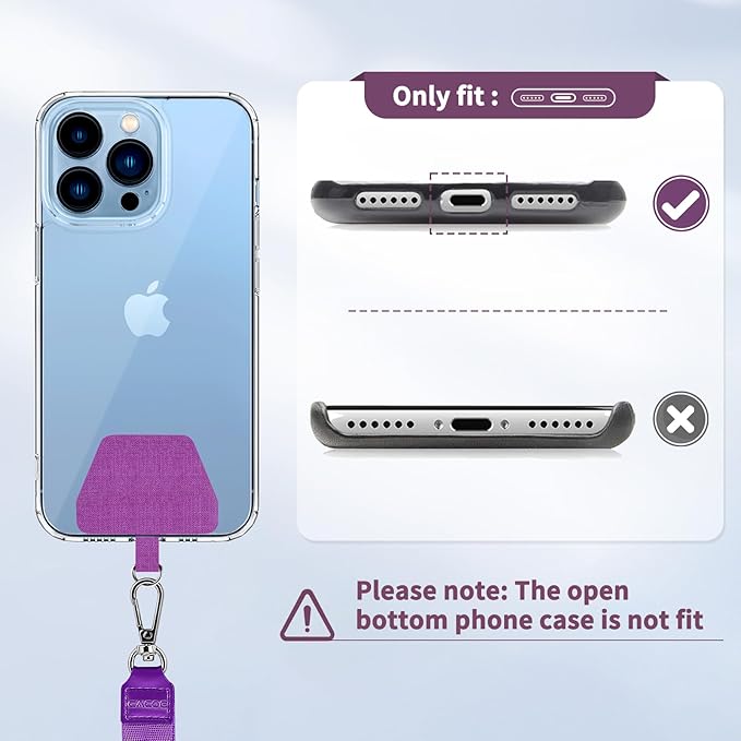 CACOE Phone Lanyard 2 Pcs Adjustable Neck Strap,4 Pcs Patches,Universal Crossbody Multifuctional Polyester Lanyards Compatible with Most Smartphones(Black+Purple)
