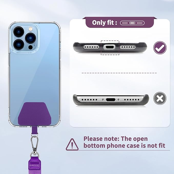 CACOE Phone Lanyard 2 Pcs Lengthened Adjustable Neck Strap,Multifuctional Patch Cell Phone Lanyards Compatible with Most Smartphones(Blue+Purple)