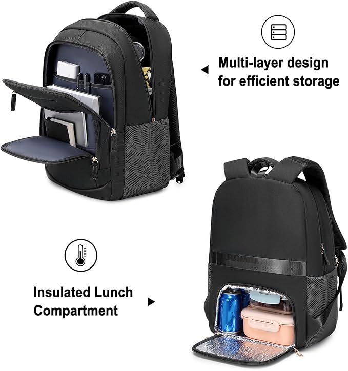 BOVIP Travel Backpack For Men Women,40L Carry On Backpack Flight Approved,TSA Personal Item Travel Bag Fits 17 Inch Laptop,Business Weekender Overnight Daypack Black