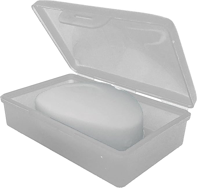 American Comb White Toothbrush Covers & Soap Box Set - Matching Colors - Tooth Brush Cover Cap, Soap Dish Travel, Soap Dish Holder Travel - Plastic Portable Set with Cover