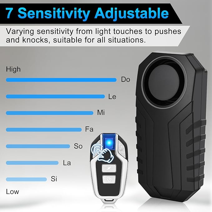 USUPERINK Bike Alarm, Bike Alarms for Ebikes, Anti Theft Wireless Vibration Sensor Alarm for Motorcycle Electric Scooter Moped Trailer Car Mailbox Garage Door 113dB Super Loud IP65 Waterproof