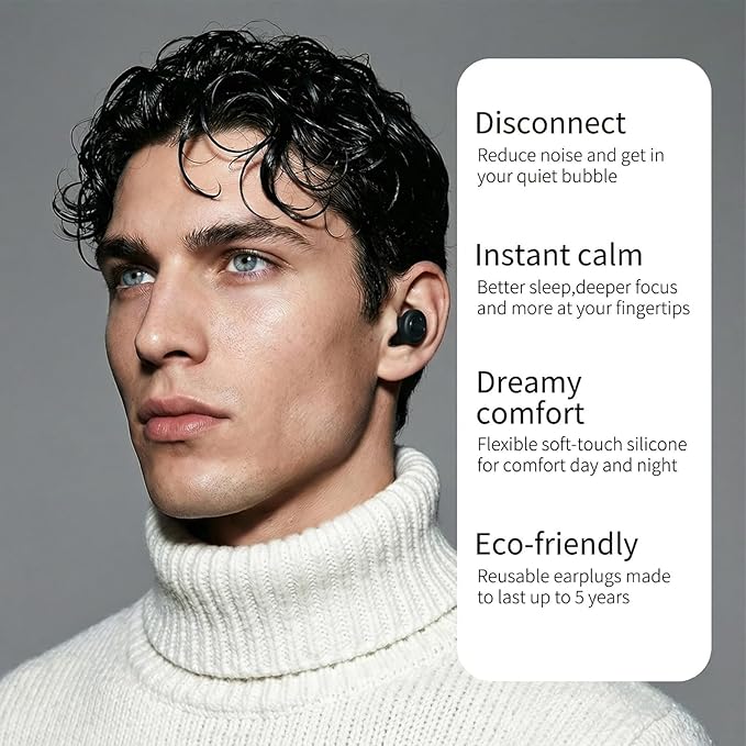 Ear Plugs for Sleeping 45DB Noise Cancelling: Ultra-Comfy Reusable Noise-Reducing Earplugs for Sleeping & Travel & Work Hearing Protection Earbuds with 8 Tips(XS,S, M, L Size)