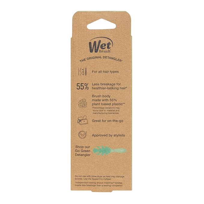 Wet Brush Go Green Mini Detangler, Grey - Detangling Travel Hair Brush - Ultra-Soft IntelliFlex Bristles Glide Through Tangles & Gently Loosens Knots While Minimizing Pain, Split Ends & Breakage