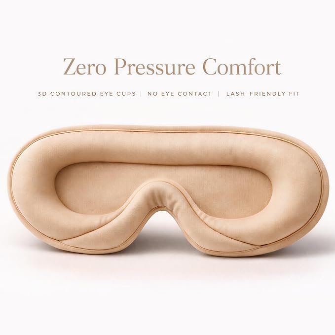 Anemone Sleep Mask for Women – Zero Pressure Fit, Ultra Soft Lycra, 100% Blackout Eye Cups, Memory Foam Earplugs + Travel Pouch Included