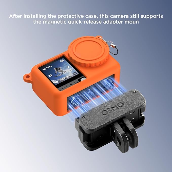 Case for DJI Osmo Action 6 with Lanyard, Soft Silicone Non-Slip Anti-Drop Wear-Proof and Washable Action Camera Protector Case Compatible with DJI Osmo Action 6 Accessories (Orange)