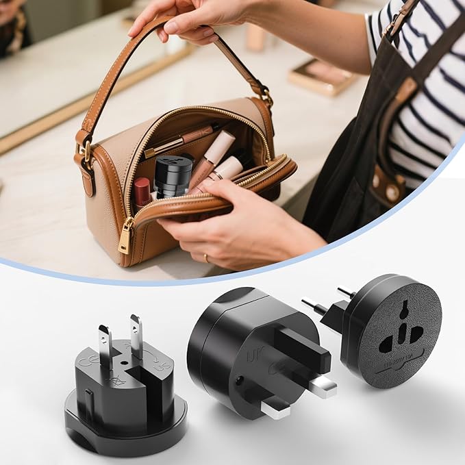 EFISH 3-in-1 Travel Power Converters,International Plug Adapter,Worldwide Universal Power Adapter, All in One Travel Plug Adapter,Perfect for European US, EU, UK, AU 160 Countries,Black