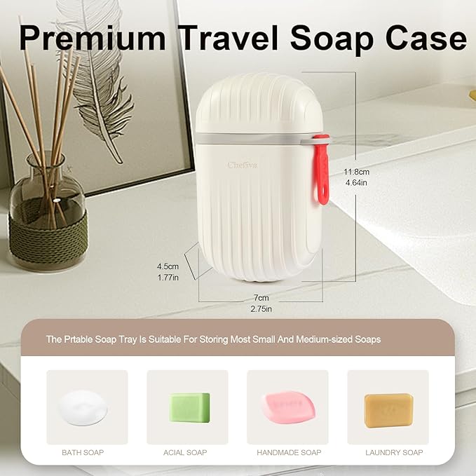 Leakproof & Waterproof Travel Soap Case with Lid - Portable Bar Soap Holder & Draining Container for Camping, Gym, Bathroom, Shower & Outdoor - Travel Essentials