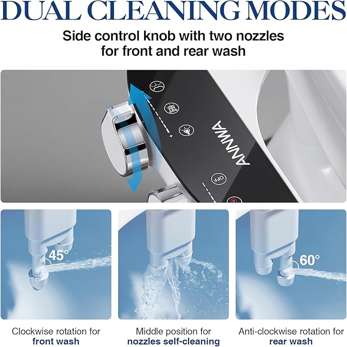 Bidet Attachment for Toilet Seat Non-Electric Bidet Hot and Cold Water Bidet Attachment Toilet Adjustable Water Temperature Posterior/Feminine Wash Dual Retractable Nozzle Self-Cleaning(TT18N)