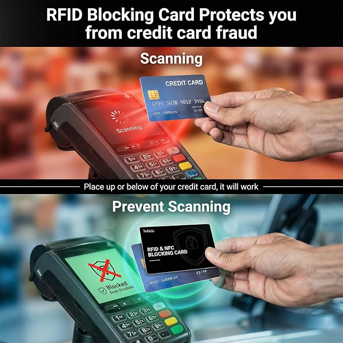 RFID Blocking Card, Slim Contactless NFC Debit Credit Card Protector for Wallets,Safe Card RFID Cards Blocker, Anti-Theft for Credit Card Passort ID Card, Travle Accessories for Men & Women (8)