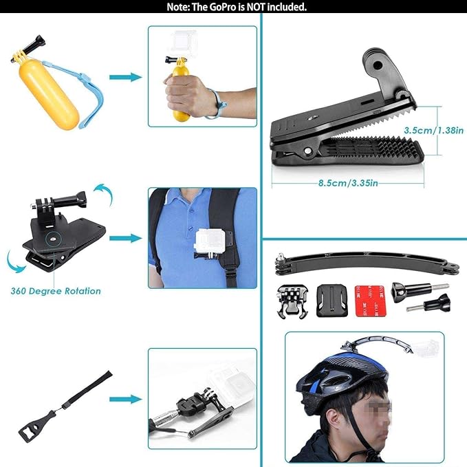 Navitech 50-in-1 Action Camera Accessories Combo Kit with EVA Case - Compatible with GOOKAM 4K 20MP Action Camera