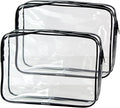 2-Pack Clear TSA Approved Toiletry Bag, Quart Size Travel Organizer, Water Resistant, Travel Cosmetic & Makeup Bags, Carry-On Airport Compliant Bag