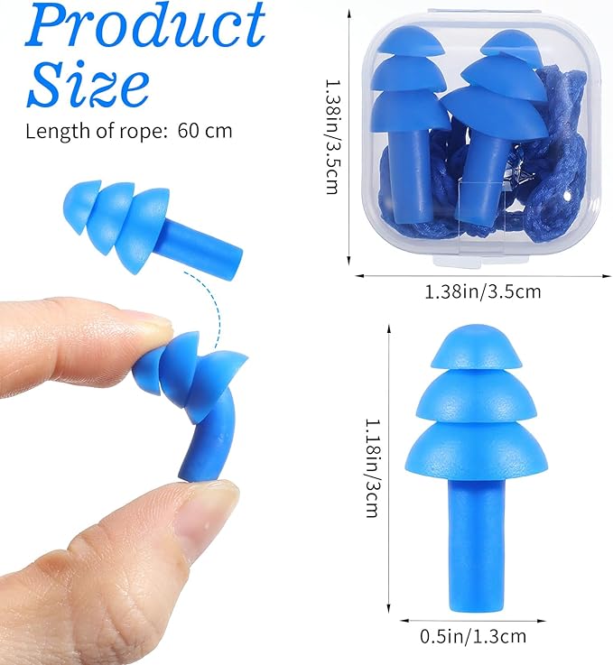 6 Pairs Ear Plugs for Sleeping, Soft Reusable Silicone Earplugs for Swimming & Noise Cancelling Ear Protection, Comfortable Moldable Fit for Travel, Work, Concerts, Snoring, Black
