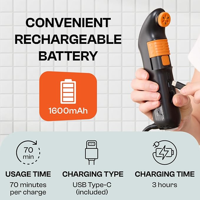 Portable Bidet for Travel & Camping – Electric High Pressure Rechargeable Bidet for Women & Men | 2.5L Bottle | 1300ML/Min Flow | USB-C | 1600mAh Battery | USA Brand – Spray Mate Jumbo (Black)