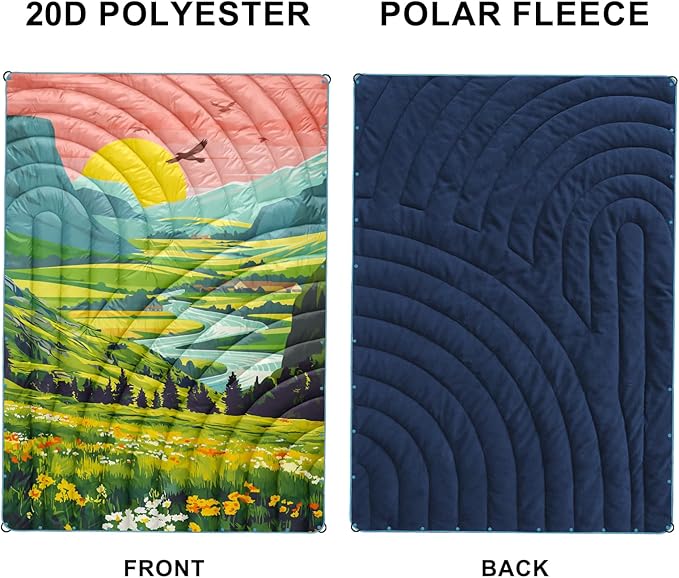 Camping Blanket,Puffy Blanket Lightweight Packable Camping Blanket Outdoor Blanket for Camping,Traveling, Stadium, Hiking, Picnics