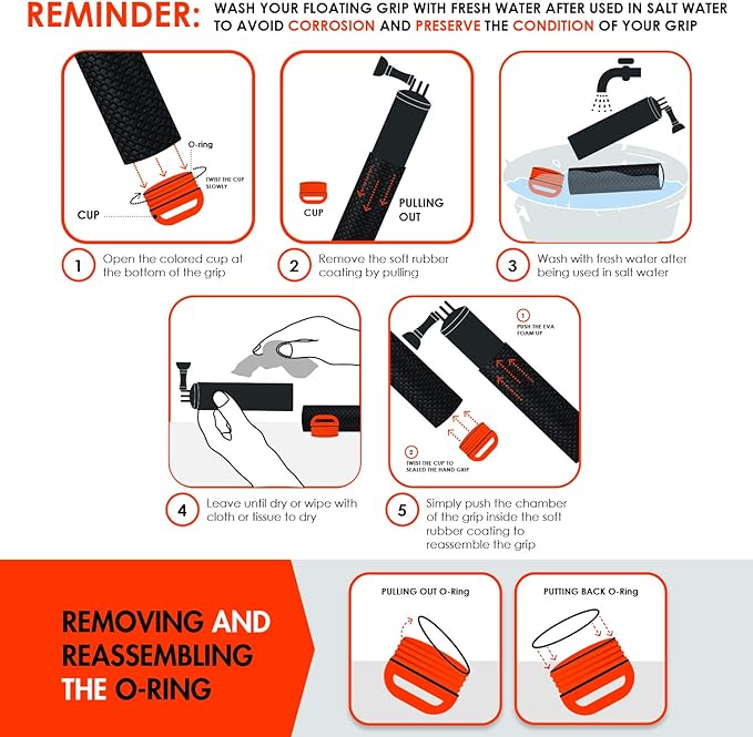 Floating Hand Grip Waterproof Monopod for GoPro Hero 13 12 11 10 9 8 7 6 5 4 3+ Session Black Silver Action Camera Handler & Handle Mount Accessories for Underwater Snorkeling & Water Sports (Orange)