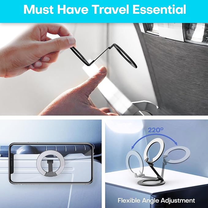 Mini 2-Pack Airplane Phone Holder, Plane Phone Mount, Must-Have Flight Accessories, Airplane Travel Essentials, MagSafe Compatible, Upgraded Version
