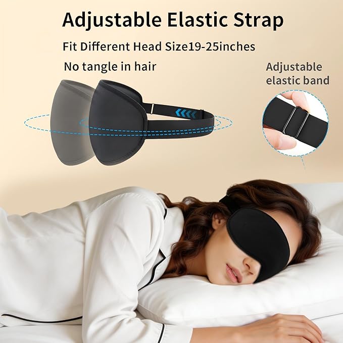 Sleep Mask for Side Sleeper Women Men,Blackout Eye Masks for Sleep,3D Contoured Sleeping Mask,Breathable Adjustable Eye Cover Blindfold with lash Extensions for Trave,Nap,Night Work