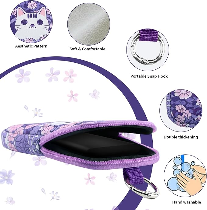 Hand Sanitizer Spray Case,Compatible with Popular Sanitizers,Zipper Pouch for Hand Sanitizer,Cute Fashion Accessories with Snap Hook for Glow Mist and Power Mist 1FL OZ(White Cat)