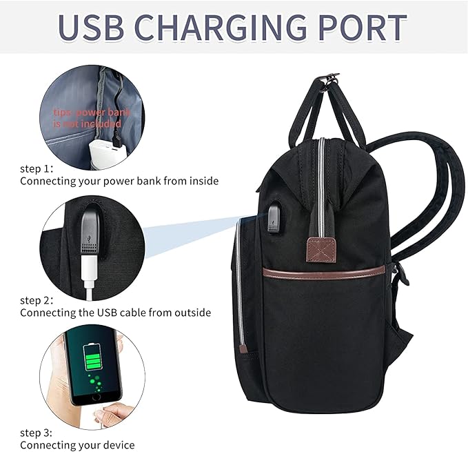 EMPSIGN 15.6 Inch Laptop Backpack for Women, Computer Travel Business Work Bag, Water Repellent College Casual Daypack with USB Port, Black