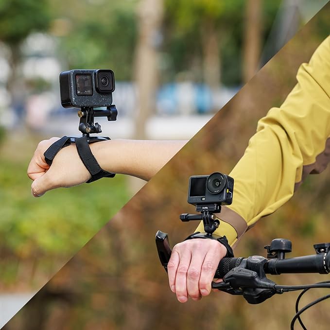 SMALLRIG Wrist Strap Mount for GoPro Hero 13/12/11/10/9 Black, for DJI Osmo Nano Action 6/5 Pro/4/3, for Insta360 X5/4/3/Ace Pro 2, for AKASO, with Ball Head Adapter Base - 5723