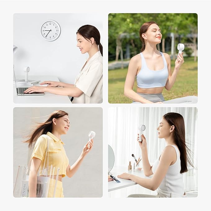 JISULIFE Mini Portable Fan-Bladeless Safe Design, Powerful Turbo Handheld Fan with 3 Speeds, USB Rechargeable, Small Pocket Design for Travel/Lash, Gifts For Girls/Women (Pack of 2)