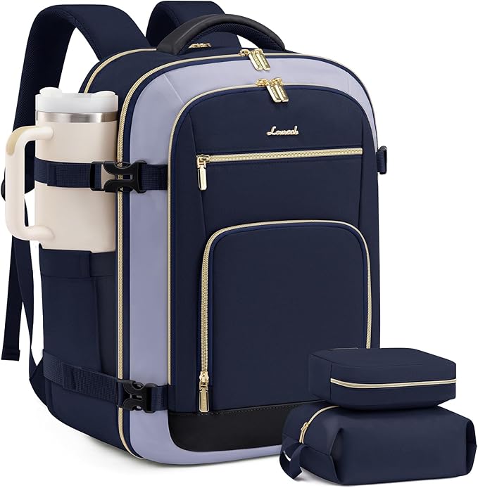 LOVEVOOK Travel Backpack For Women, 40L Carry On Backpack Flight Approved, TSA Personal Item Backpack Travel Bag Fit 17 Inch Laptop, Business Weekender Overnight Waterproof Daypack with 2 Cubes