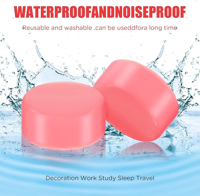 TrelaCo 12 Pack Soft Ear Plugs for Sleeping, Reusable Moldable Silicone Earplugs Noise Cancelling Reduction for Concerts, Swimming, Shooting, Snoring, Airplane, Musicians, Motorcycle (Pink)