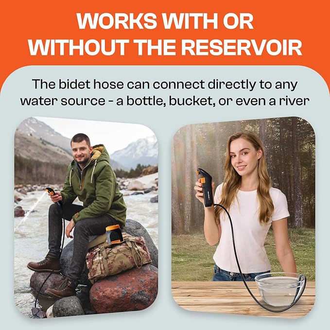 Portable Bidet for Travel & Camping – Electric High Pressure Rechargeable Bidet for Women & Men | 2.5L Bottle | 1300ML/Min Flow | USB-C | 1600mAh Battery | USA Brand – Spray Mate Jumbo (Black)