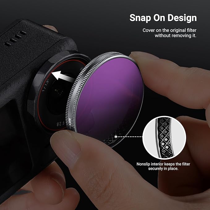 NEEWER ND Filter Set Compatible with DJI Osmo Action 5 Pro/4/3 (4 Pack), ND8/16/32 CPL Circular Polarizing Filter Polarizer Neutral Density Snap On Action Camera Accessories with Lens Cap, FLA01