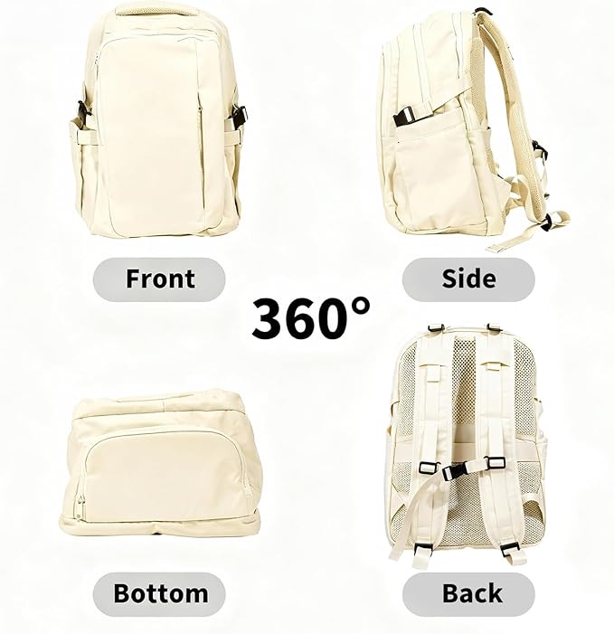 Travel Backpack for Women Men Carry on Backpack, Airline Approved Large Travel Bag Flight Approved Personal item, 15.6 Inch Laptop Backpack Casual Daypack for Weekender Business Hiking-WHITE