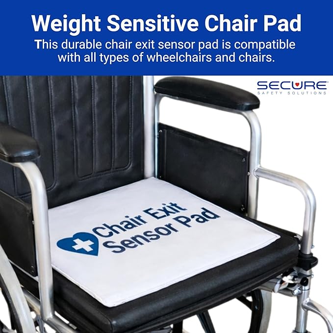 Secure Safety Solutions Chair Alarm for Elderly Dementia Patients - 80-120 dB Patient Monitor, 12" x 12" Sensor Pad - Fall Prevention Devices, Caregiver Alert Monitoring, Complement to Bed Alarm