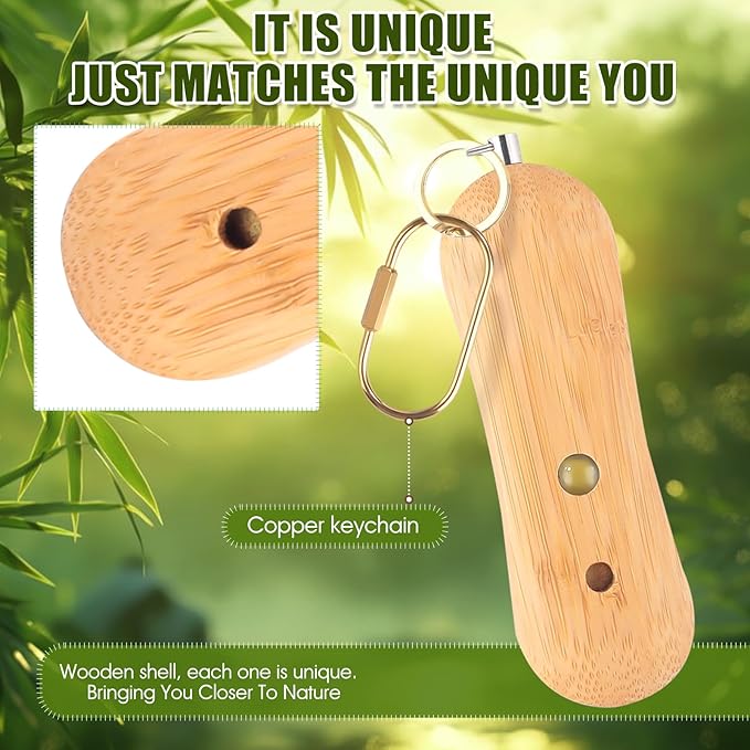 Personal Safety Alarm,Self Defense Keychain,Gifts for Girls,Strobe Light,Rechargeable Portable,Emergency Safety Alarm for Women, Men, Children, Elderly（Wooden）