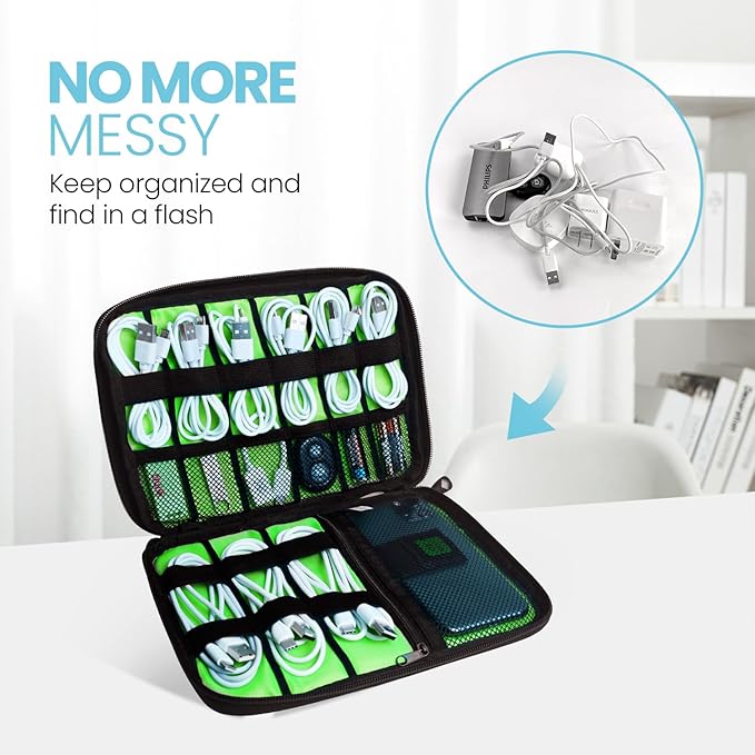 Lcsmaokin Electronics Travel Organizer,Portable Waterproof Electronic Travel Storage Bag for Small Charging Cord Storage,Charger,SD Card etc,for Travel,Business-Yellow Green