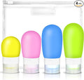 TSA Approved Travel Bottles-4 Pack Leak-Proof BPA-Free Silicone Squeezable Toiletry Containers for Shampoo Conditioner and Lotion for Men and Women