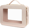 LETGO Clear Makeup Bags - TSA Approved Toiletry Bags with Zipper, Makeup Organizer for Carry-on Travel Essentials, Cosmetic Bags for Women & Men (Large Beige)