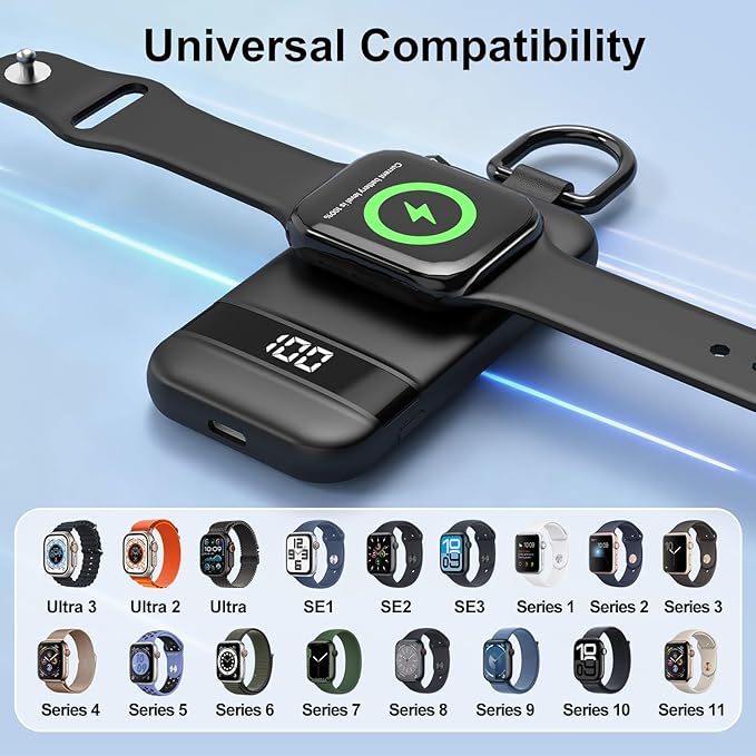 for Mom from Son Daughter, 5W Fast Portable Charger for Apple Watch, 2500mAh iWatch Charger for Apple Watch Series 11 1-10/Ultra 3 1-2/SE 3 1-2 (Black-Dad)