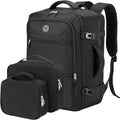 SHRRADOO Travel Backpack for Women & Men,Airline Approved Carry On Luggage,TSA Overnight Bags,40L Personal Item Travel Bag fits 17" Laptop,Carry on Bag with Underwear Bag Cosmetic Bag Set 3pcs (Black)