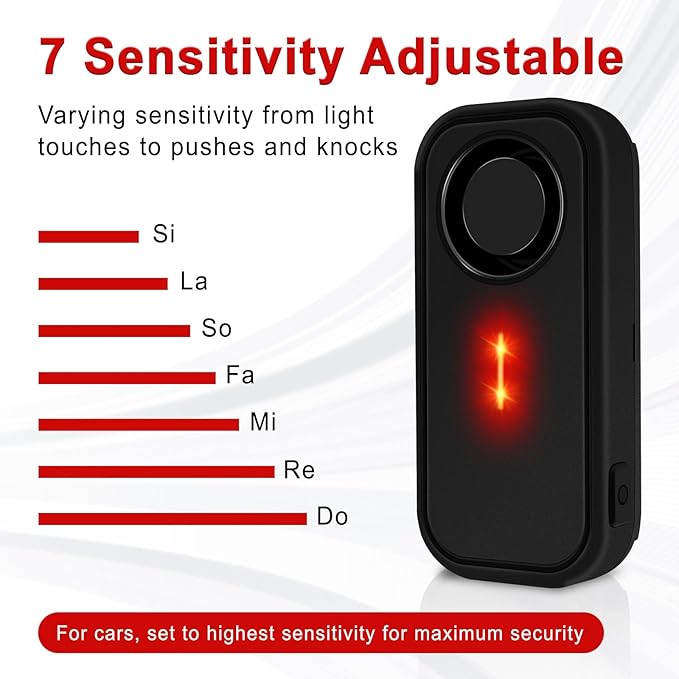 USUPERINK Car Alarm System, 113dB Fake Car Alarm, Motion Alarms for Cars Vehicle Security Alert Automotive Vibration Warning Interior Safety Red LED Light IP66 Waterproof, 4Pcs