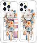 Compatible with iPhone 16 Pro Case Card Holder for Women Cute Design,Wallet Phone Cases Transparent Cool Kawaii Protective (Clear Dreamcatcher Dream Cather)