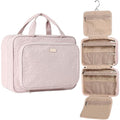 NISHEL Hanging Travel Toiletry Bag, Visible Makeup Organizer, Cosmetic Case for Journey Accessories, Bathroom Shower, Pink