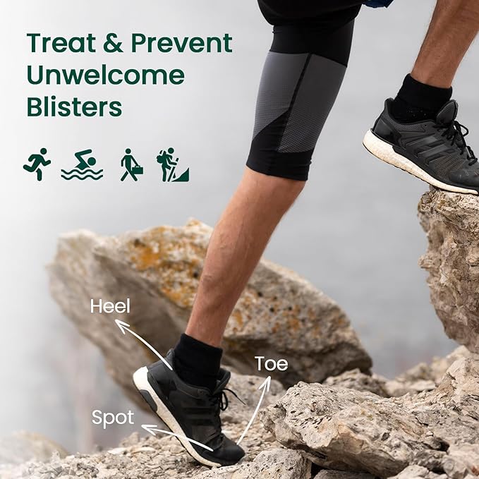 Welnove Gel Blister Bandages for Feet - 21ct Blister Cushion for Heel, Toe - Water-Resistant Hydrocolloid Bandages - Blister Pads for Prevention & Recovery