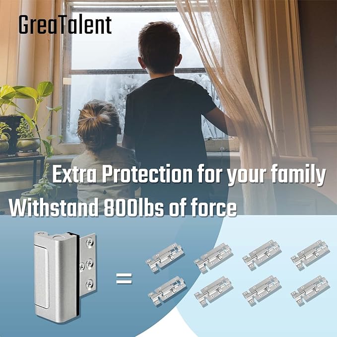 GreaTalent 1PACK Home Security Door Reinforcement Lock Childproof, Add High Security to Home Prevent Unauthorized Entry, Aluminum Construction Finish