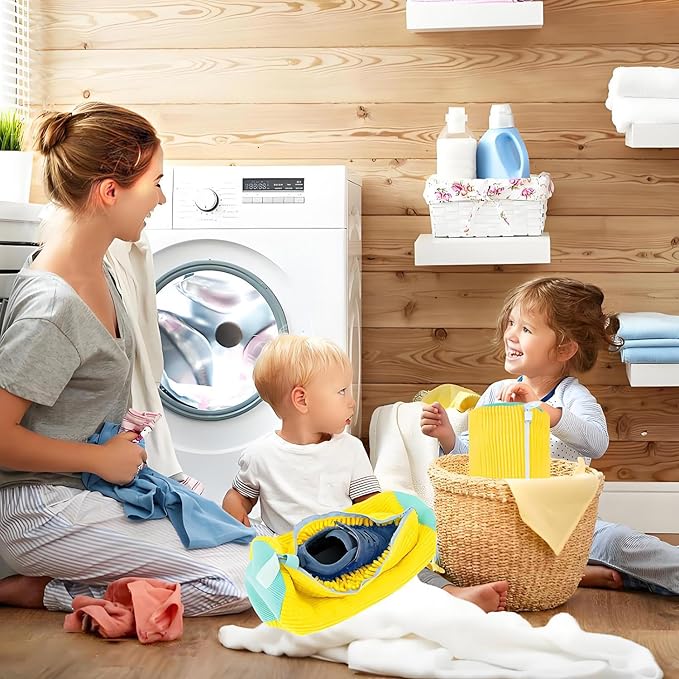 2 Pack Shoe Washing Machine Bag Shoe Washing Bag Shoe Mesh Laundry Bags Shoe Bags for Travel Reusable Shoe Cleaning Bag for All Shoe Sizes (Yellow)