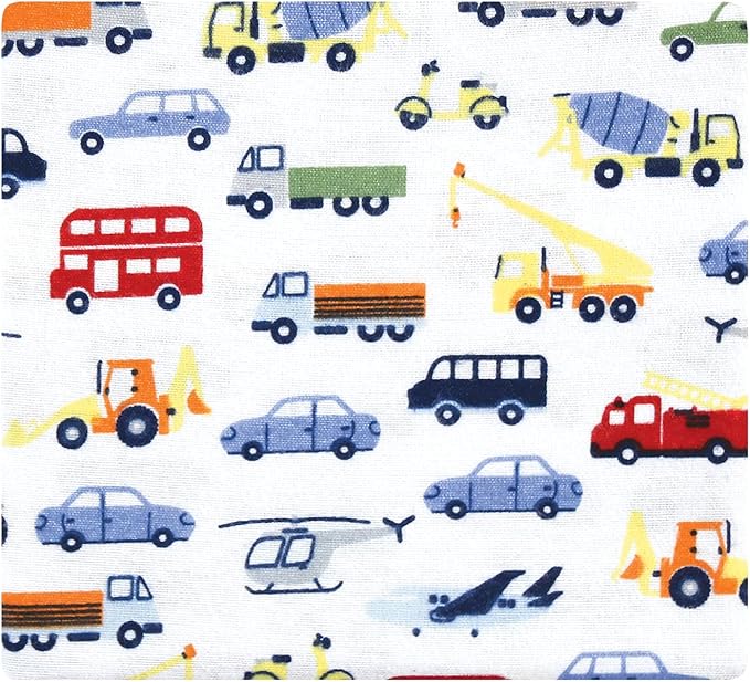 Hudson Baby Unisex Baby Cotton Flannel Receiving Blankets, Colorful Transportation, One Size