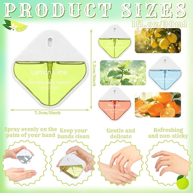 3 Pcs Power Mist Hydrating Hand Sanitizer Spray Bulk Travel Size Hand Sanitizer Spray Pocket 1 oz Square Card Bottle for Daily Use Mom Nurse Coworker Employee Teacher Appreciation Gifts