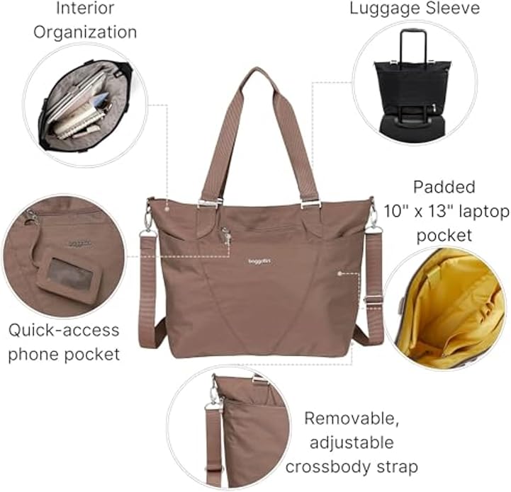 Baggallini Avenue Tote - 12x18 Laptop Tote Bag for Women - Lightweight Work Travel Carry On Bag