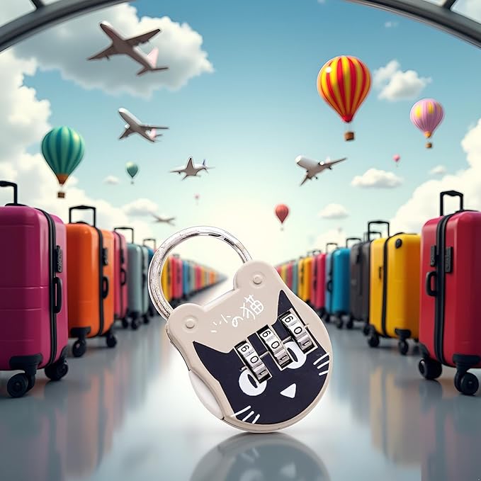 1 Pc Cute Cat Combination Lock Travel Locks for Luggage Backpack Locks Zipper Combination Lock for Locker for Student DormitoryCombination Padlocks Padlocks and Hasps, Hardware(Grey)