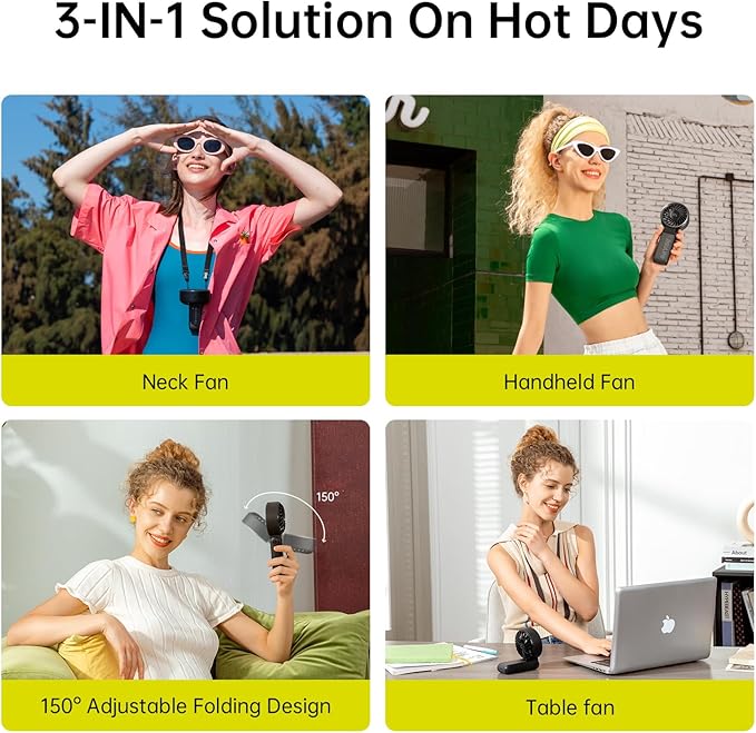 JISULIFE Handheld Fan Life7 – Ultimate Flexibility: Wide & Strong Airflow, 19.5H Max Cooling, 5000mAh Rechargeable, 5-Speed, LED Display, 3 IN 1 Portable Fan for Travel, Concerts, Sports Events(Black)